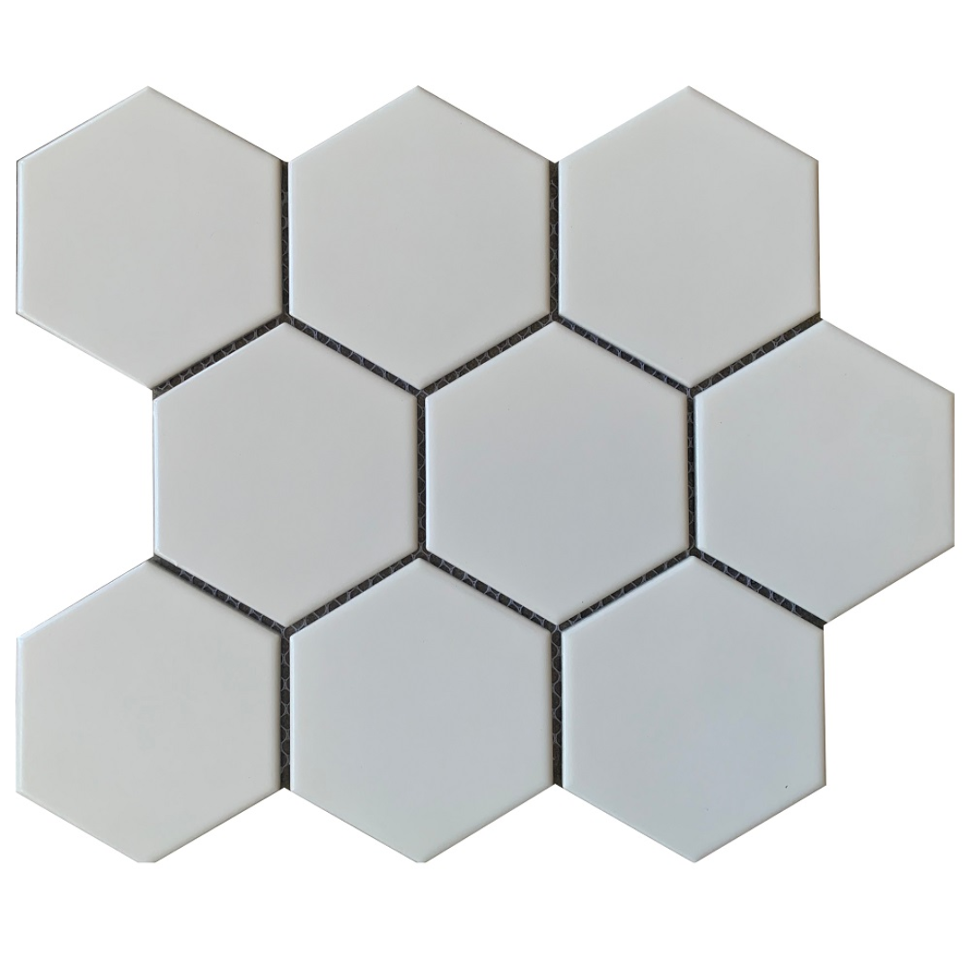 GS-CR096 Large Hexagonal White Matt Porcelain Decor Mosaics