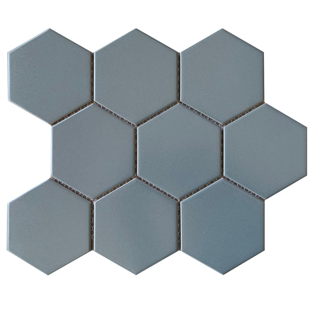 GS-CR098 Large Hexagonal Teal Matt Porcelain Decor Mosaics