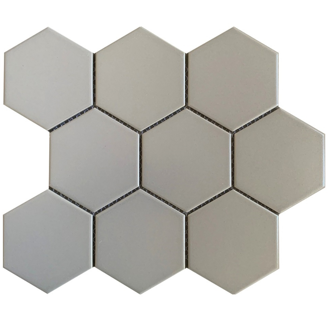 GS-CR100 Large Hexagonal Light Grey Matt Porcelain Decor Mosaics