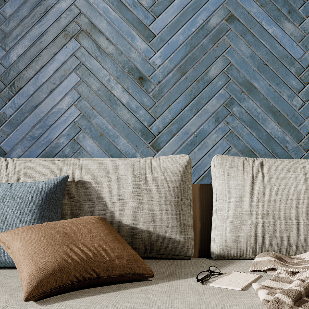 Graffiti Blue Porcelain Decor Metro Matt Tile