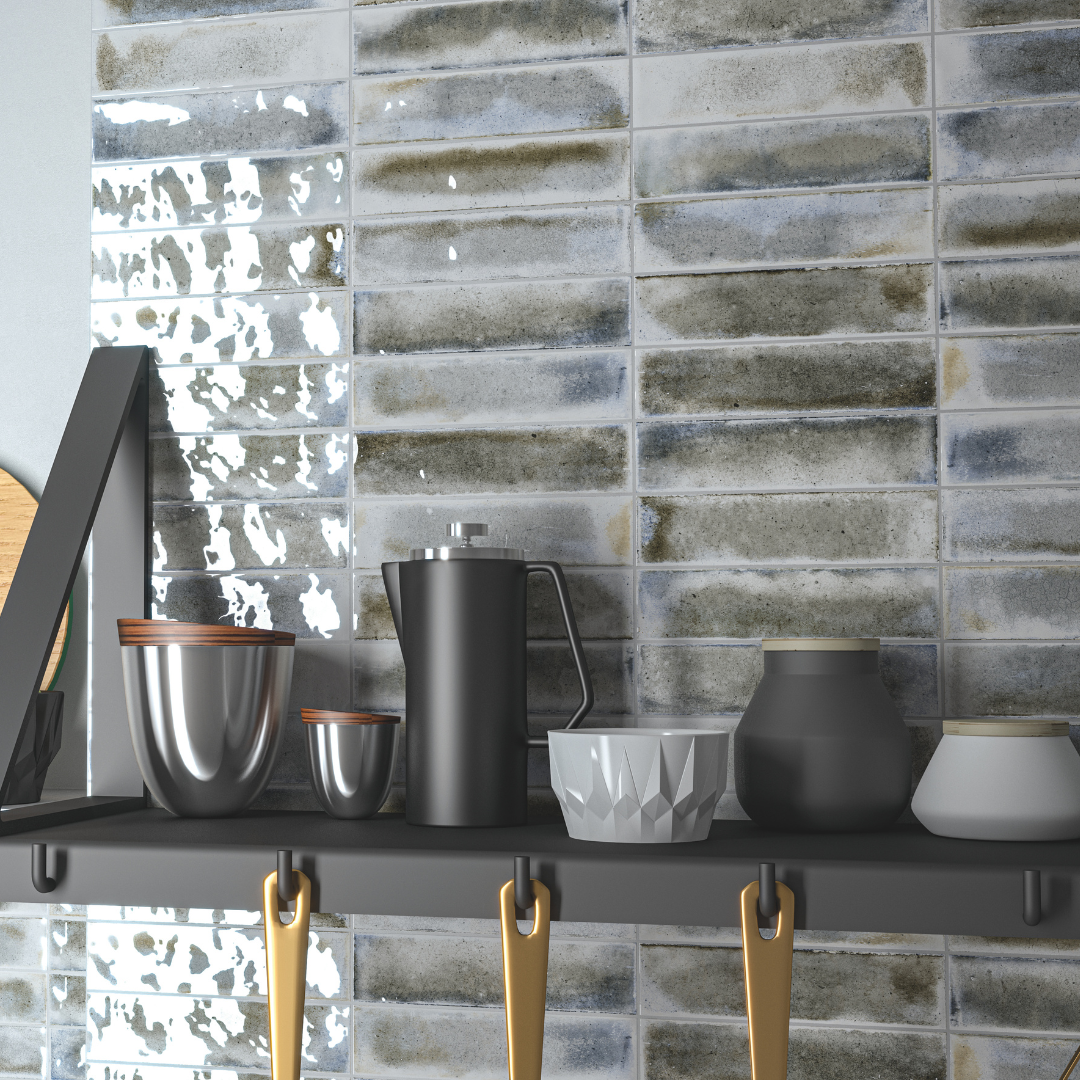 Jazba Grey Decor Metro Tiles