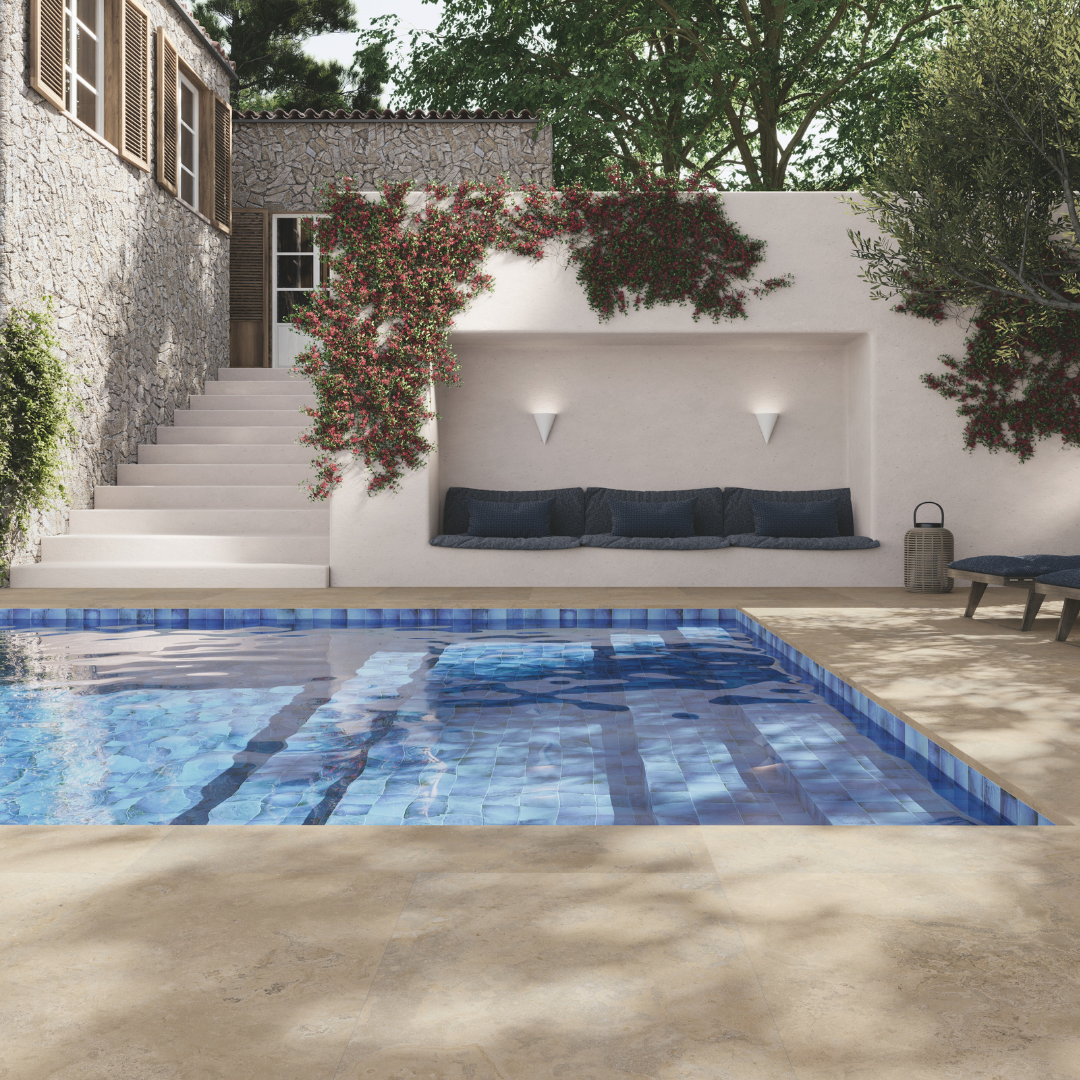 Madeira Square Misty Blue Decor Tile