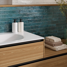 Load image into Gallery viewer, Menorca Aquamarine Gloss Subway Decor Tile
