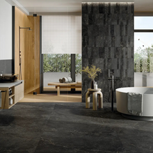 Load image into Gallery viewer, Noblestone Black Porcelain Decor Large Format Tile
