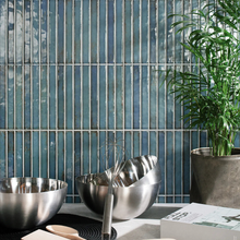 Load image into Gallery viewer, Pencil Raku Turquoise Metro Decor Tile
