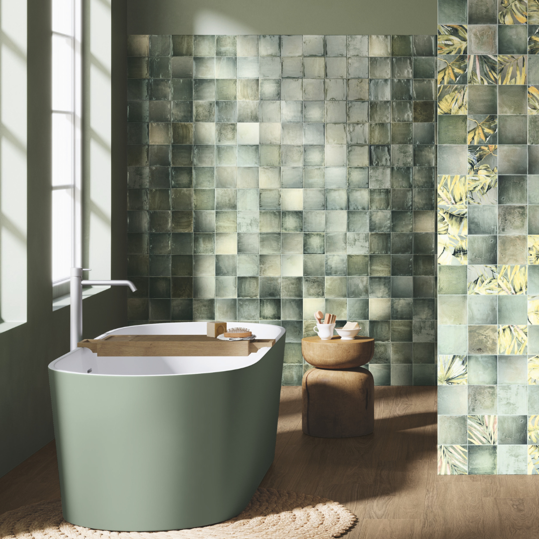 Sintra Olive Green Gloss Decor Tile