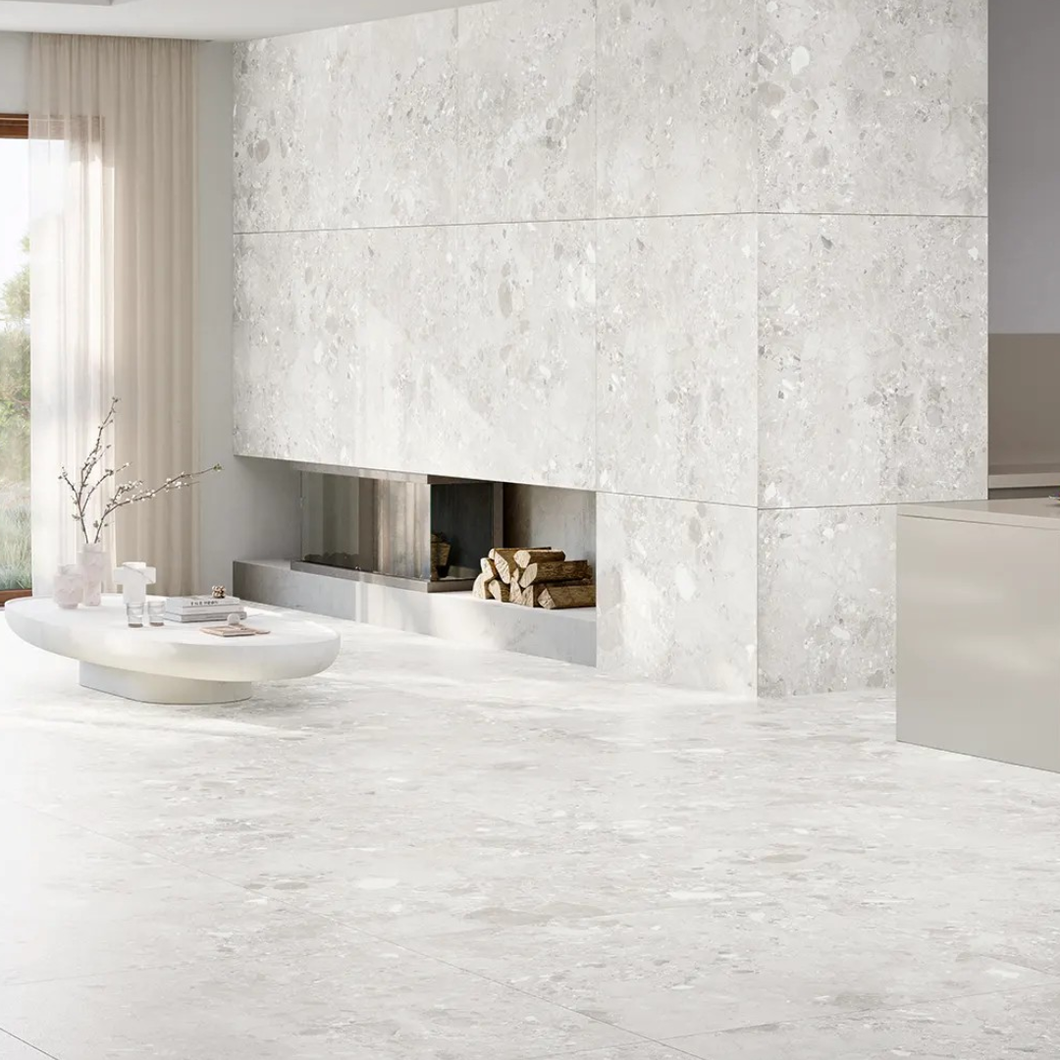 Ura Silk White Porcelain 120120 Decor Large Format Tile