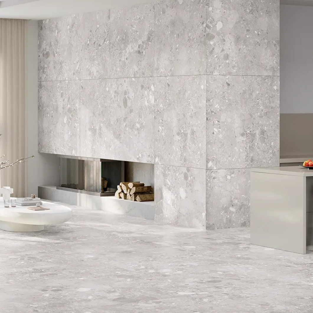 Ura Silk Grey Porcelain 120120 Decor Large Format Tile