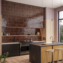 Load image into Gallery viewer, Village Subway Walnut Brown Porcelain Decor Tile
