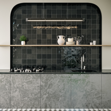 Load image into Gallery viewer, Village Cuadrado Black Porcelain Decor Tile
