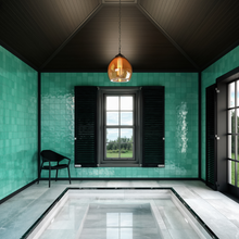 Load image into Gallery viewer, Village Cuadrado Teal Porcelain Decor Tile
