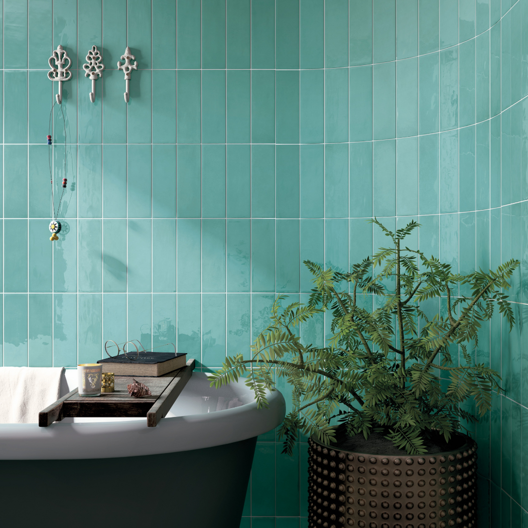 Village Subway Teal Porcelain Decor Tile