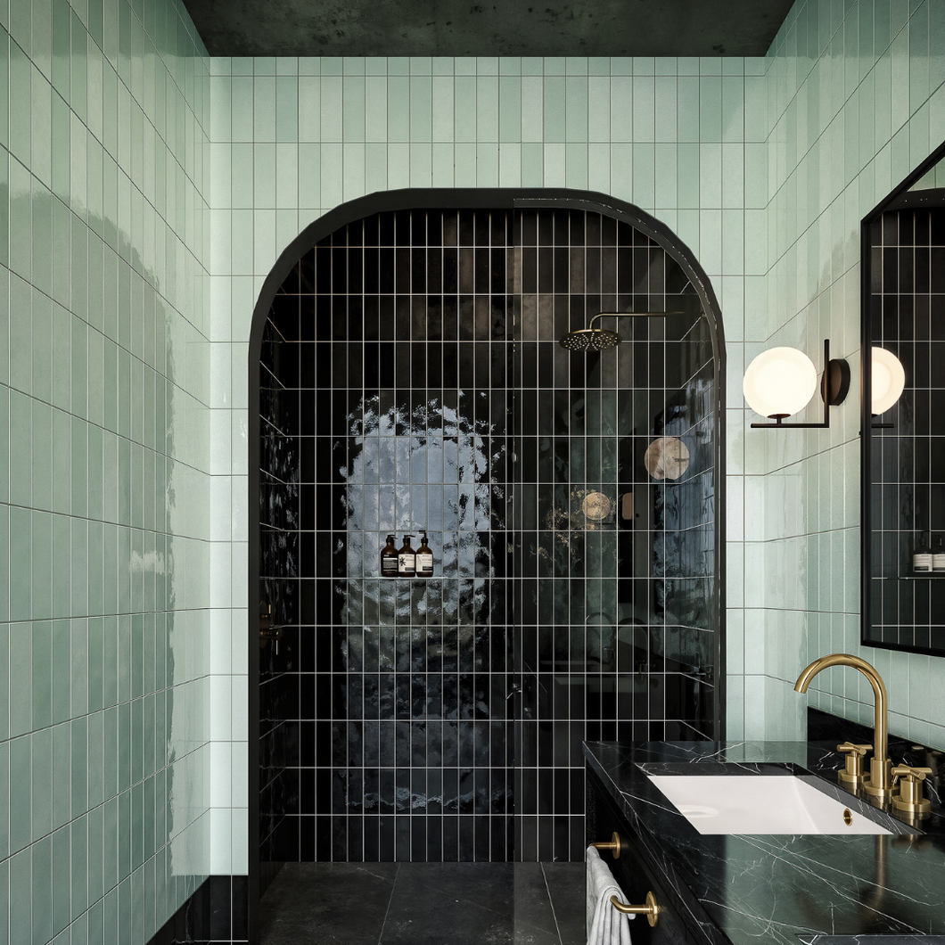 Village Subway Black Porcelain Decor Tile