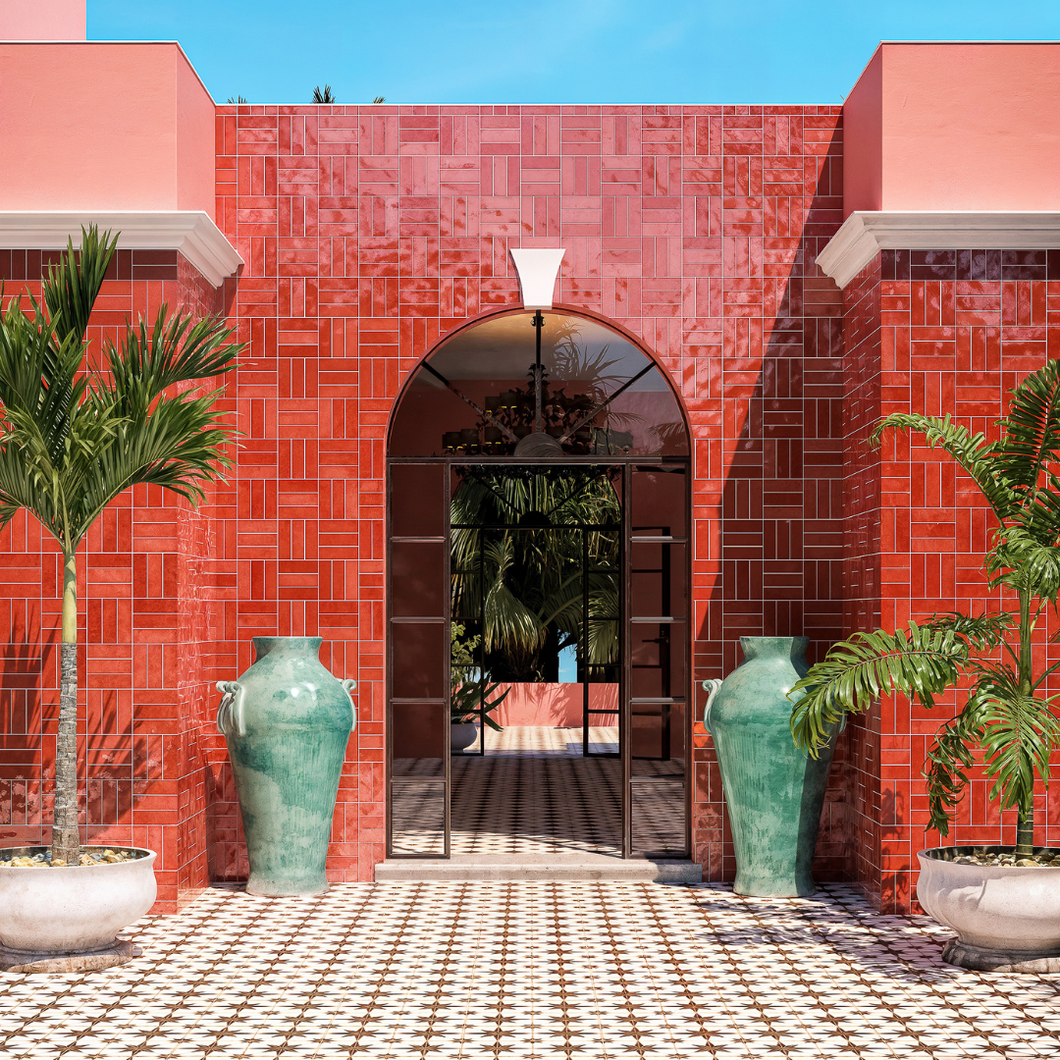 Village Subway Volcanic Red Porcelain Decor Tile