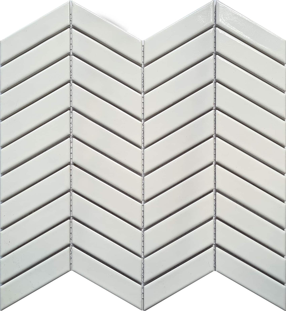 Chevron White Gloss 2000 Porcelain Mosaic Decor Tile