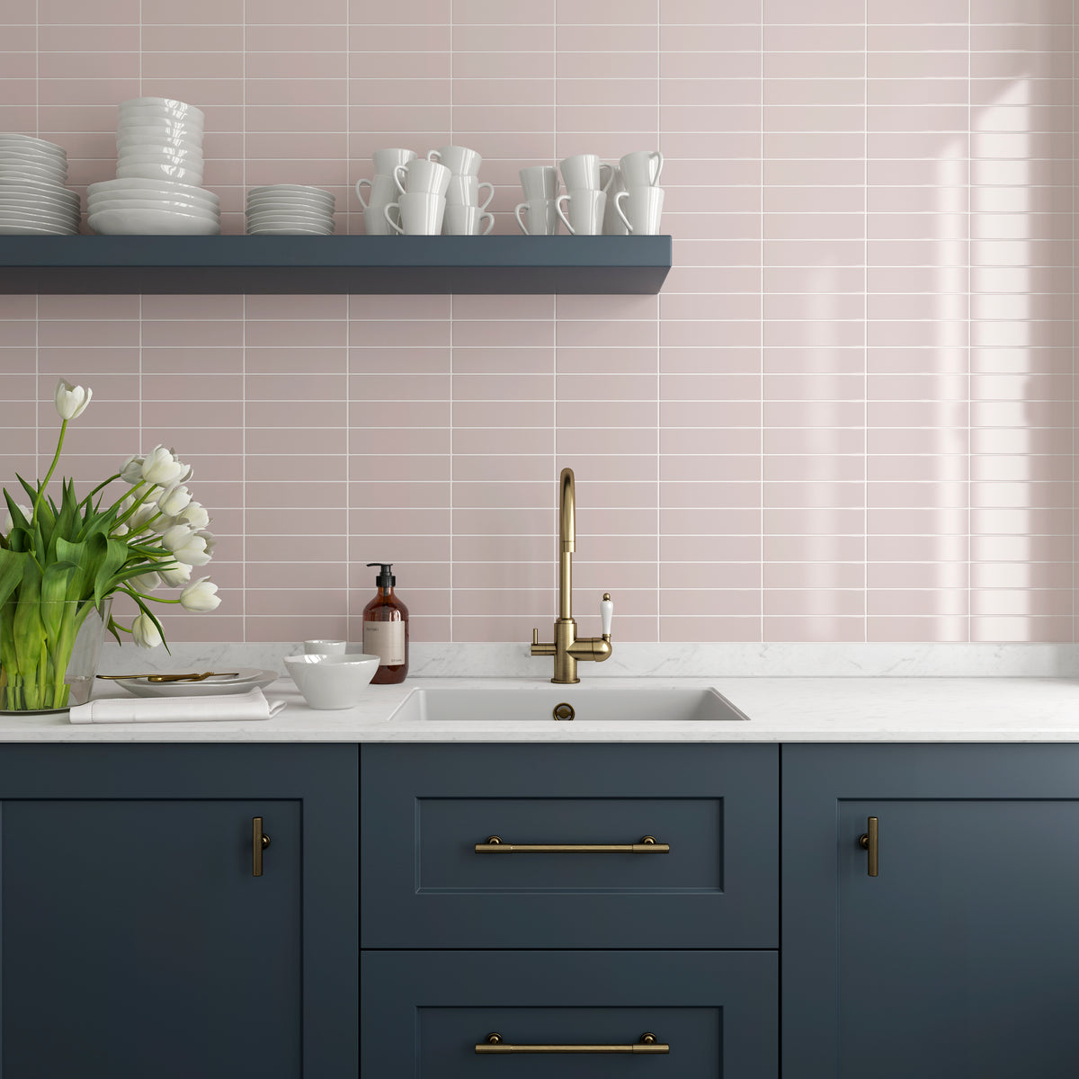 Costa Nova Pink Stony Metro Decor Tile