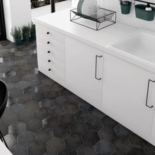 Load image into Gallery viewer, Heritage Hexagon Carbon Porcelain Decor Tile
