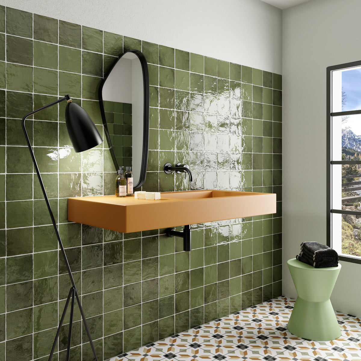 Riviera Botanical Green Cuadrado Decor Tile