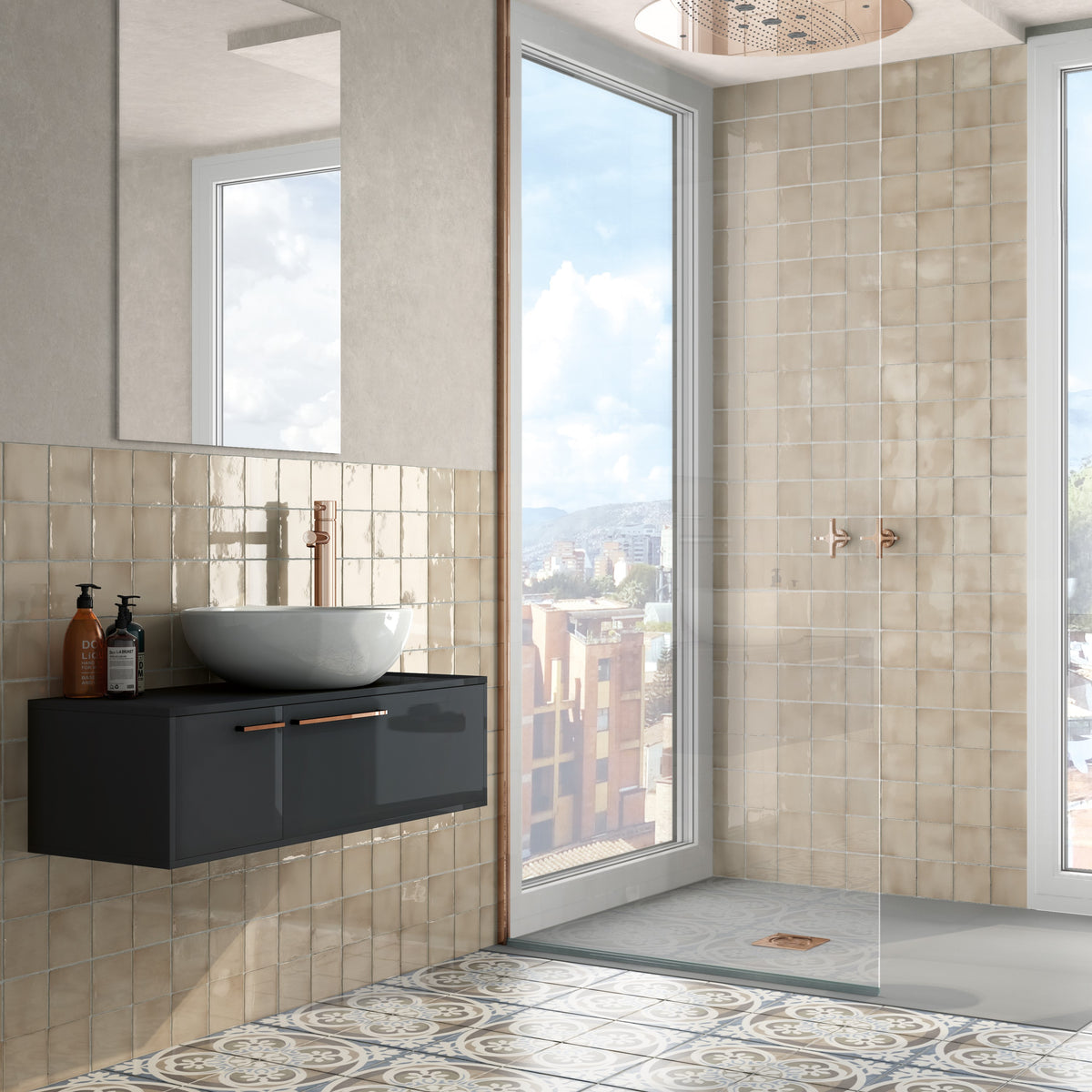 Manacor Beige Argyle Cuadrado Decor Tile
