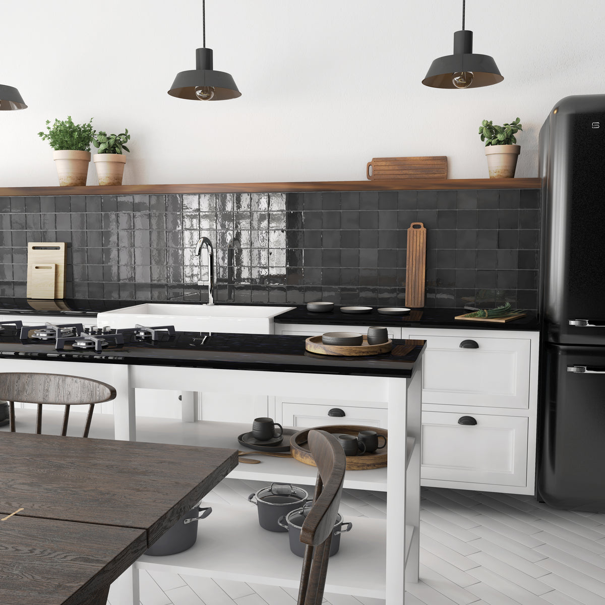 Manacor Black Cuadrado Decor Tile