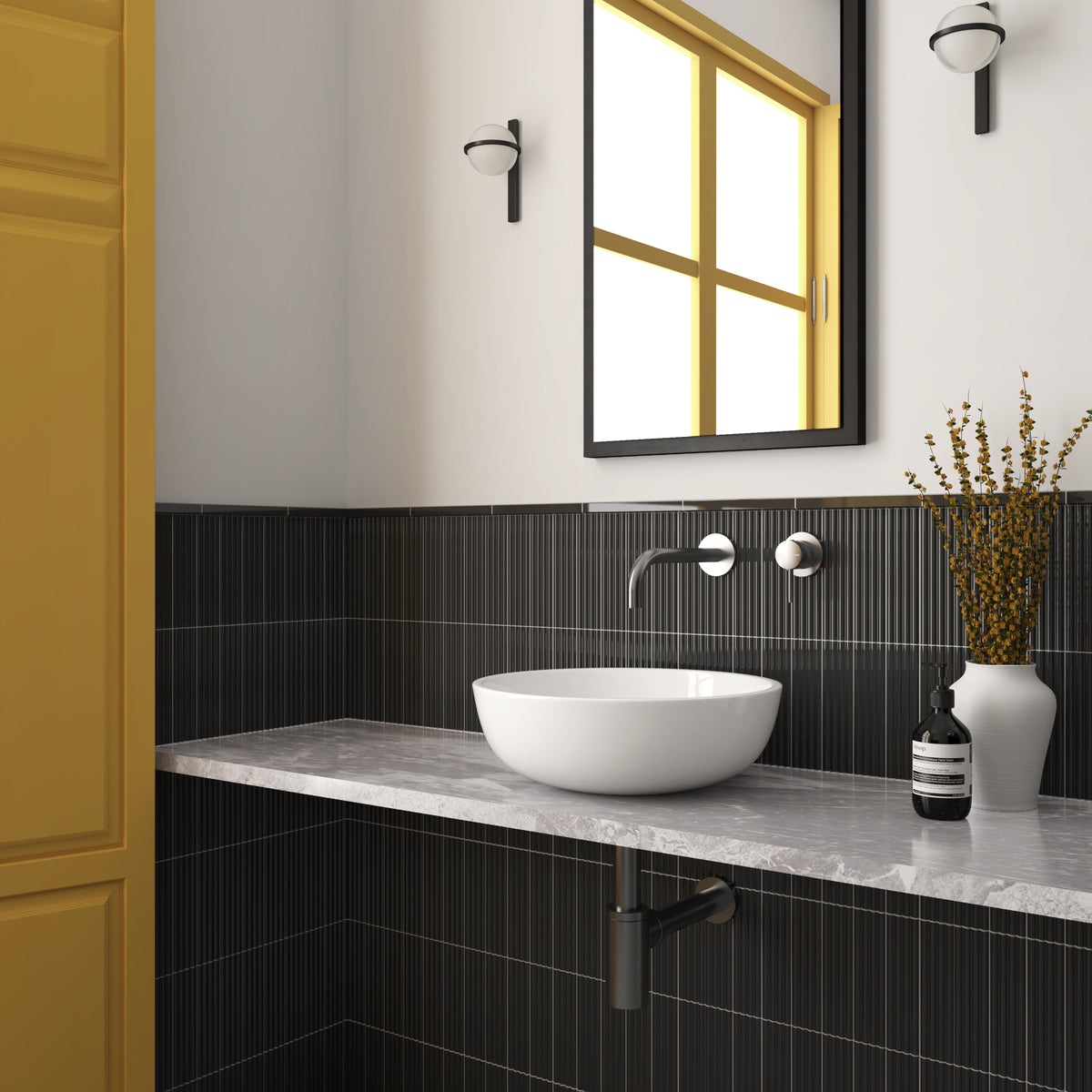 Praia Black Subway Decor Tile
